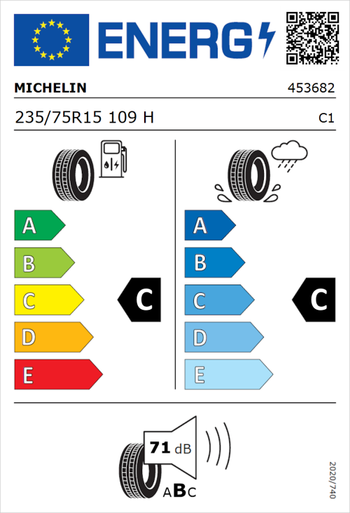 Tyre Label for Michelin Latitude Cross 235/75R15 109H