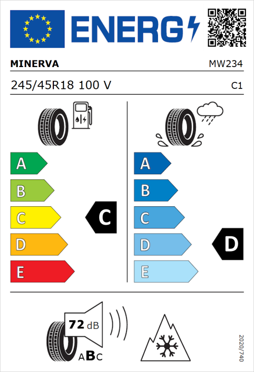 Tyre Label for Minerva S210 245/45R18 100V