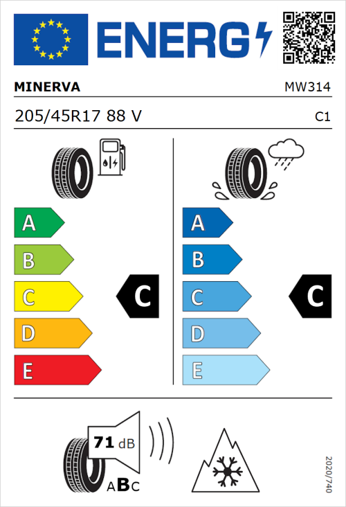 Tyre Label for Minerva S210 205/45R17 88V
